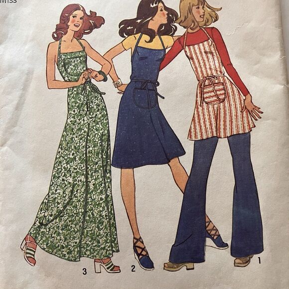 Vintage Simplicity Pattern 6915 Misses Back-wrap Apron Dress 3 Lengths Sz 16-18 - Picture 3 of 6